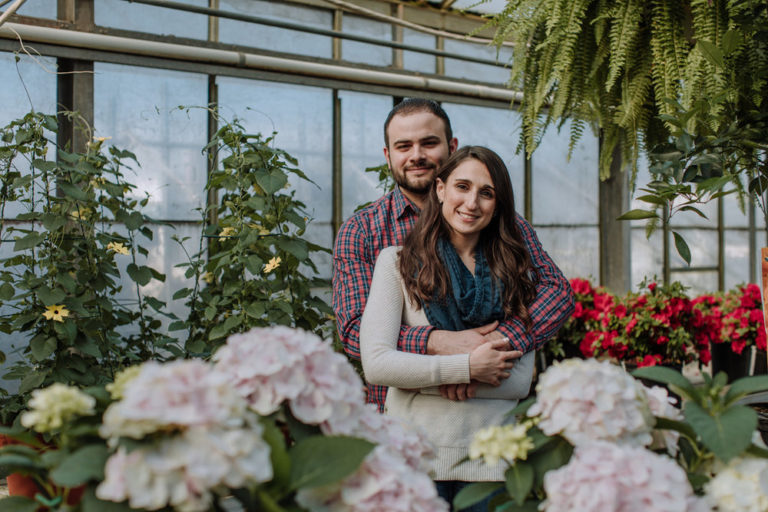 Melanie + Joe Ott's Greenhouse & Green Lane Park Engagement Session