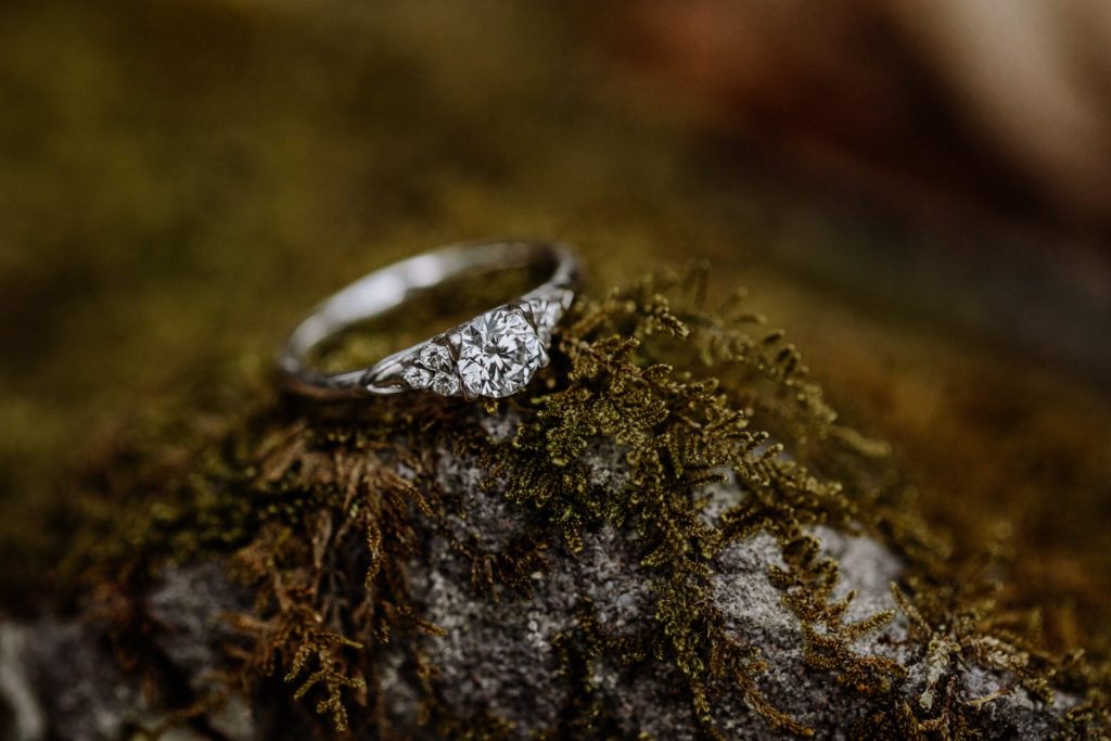 Up close photo of an engagement ring