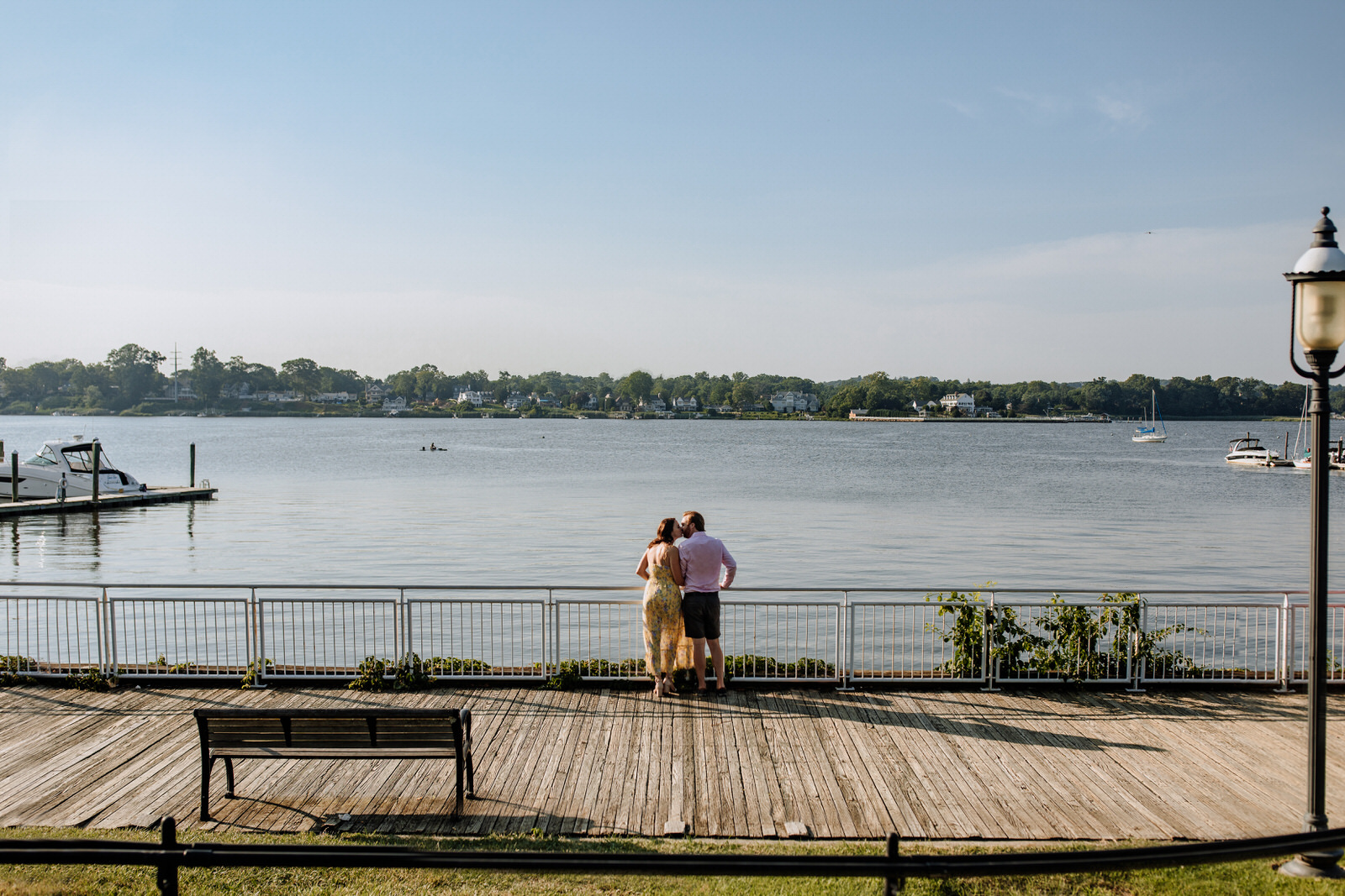 Red bank New Jersey harbor with couple kissing