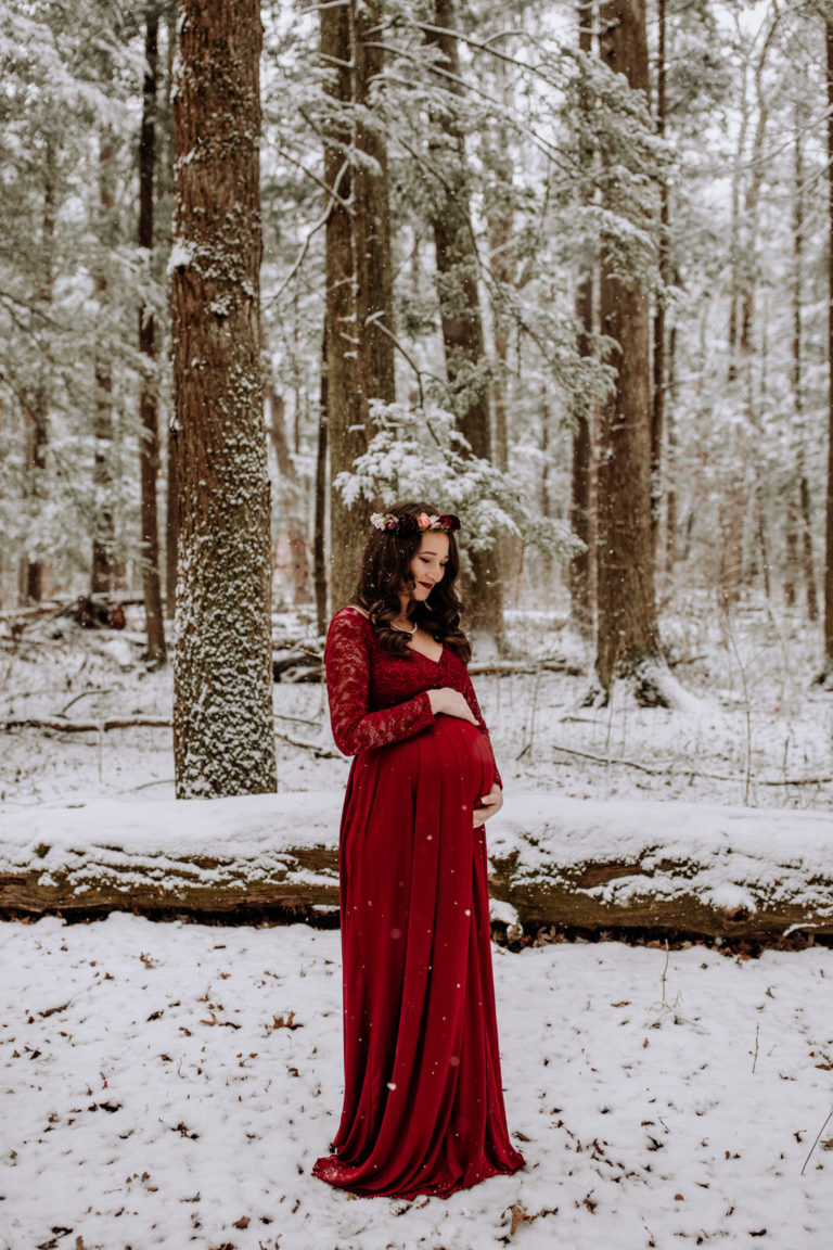 Winter Snow Maternity Photos // Pennsylvania Photographer - Hand and