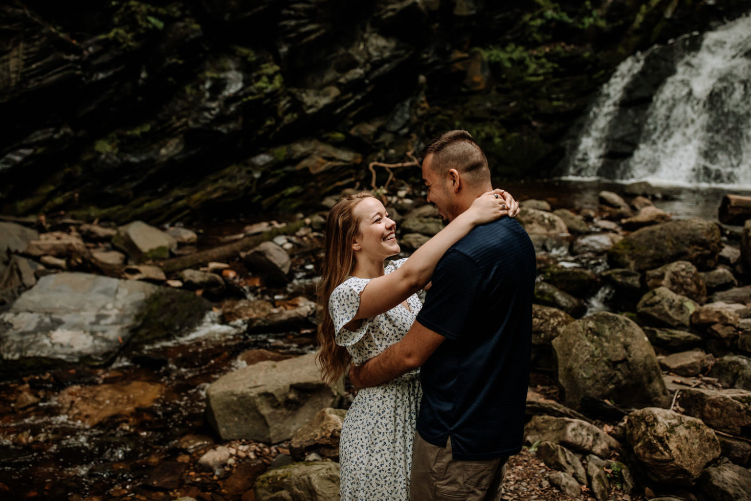Slateford Creek Falls Engagement Photos // Bangor, PA Hand and Arrow